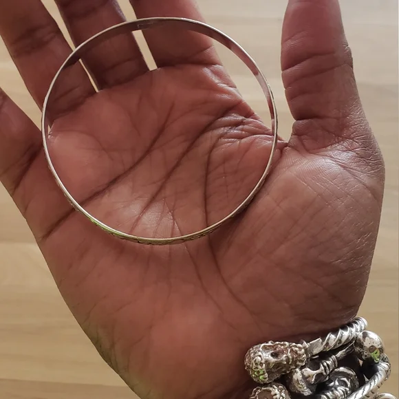 Sterling Silver Heart Bangle - Picture 2 of 4